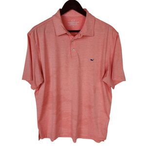 Vineyard Vines Performance Polo Shirt Mens LG Orange Heathered Stretch Golf Peru